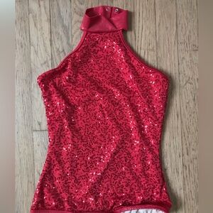 Balera Dance Wear Top Junior Mock Neck Red Size Small